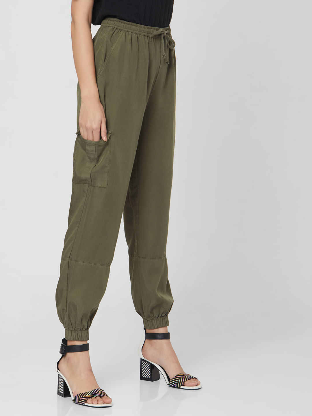 Good American Women's Good Leg Olive Green Cargo pants Faux suede Size 8/29  | eBay
